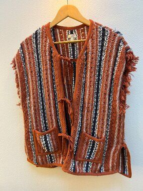 Pilcro Textured Fringe Tie-Front Sweater Vest, Size M, Excellent Condition